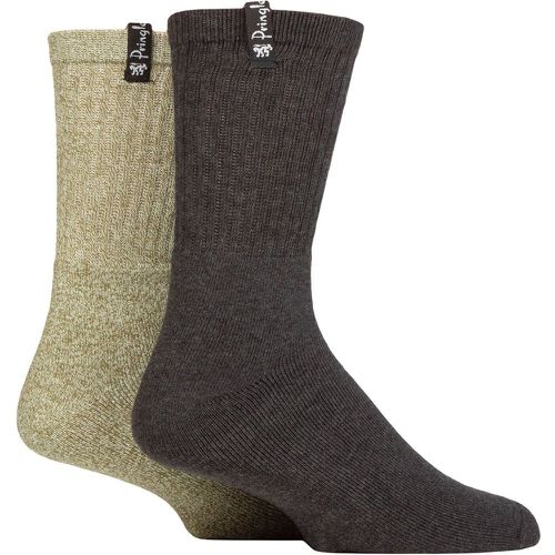 Mens 2 Pair Cushioned Boot Socks Grey / Green 7-11 - Pringle - Modalova