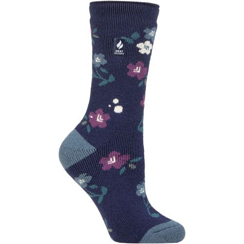Ladies 1 Pair SOCKSHOP 1.6 TOG Lite Patterned and Striped Socks Lanuza Floral Soft Navy 4-8 - Heat Holders - Modalova