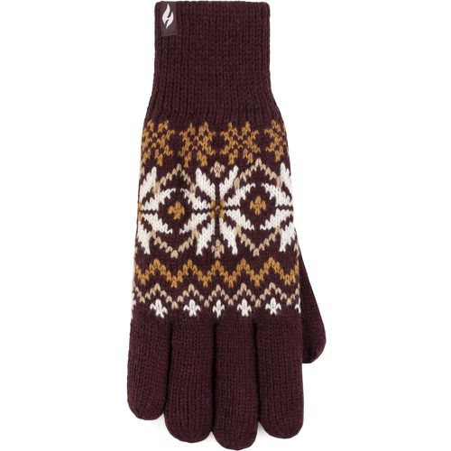 Ladies 1 Pack SOCKSHOP Avens Patterned Gloves Wine M/L - Heat Holders - Modalova
