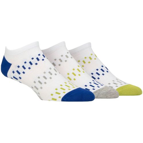 Mens 3 Pair Plain and Patterned Cotton Secret Socks Blue / Green Panels 7-11 Mens - Pringle - Modalova