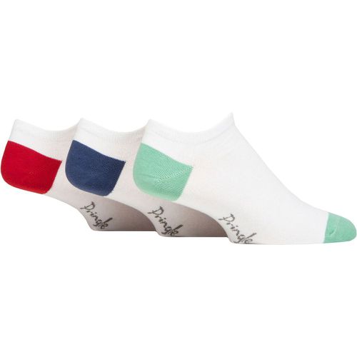 Mens 3 Pair Plain and Patterned Cotton Secret Socks Heel & Toe Green / Blue 7-11 - Pringle - Modalova