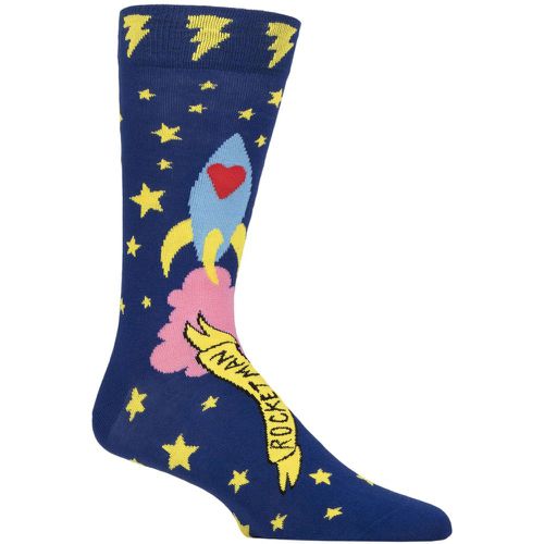 Mens and Ladies 1 Pair Happy Socks Elton John Rocket Man Socks Blue 7.5-11.5 Unisex - SockShop - Modalova