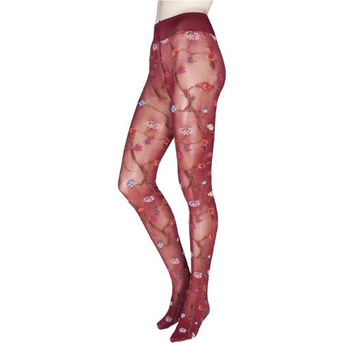 Pair Platino Floral Knit Opaque Tights Ladies Medium - Trasparenze - Modalova