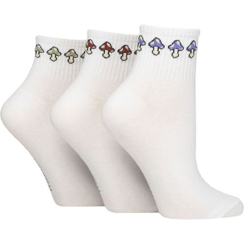 Women's 3 Pair SOCKSHOP Plain Mid Cut Ribbed Crew Socks Mushrooms 4-8 - Wildfeet - Modalova