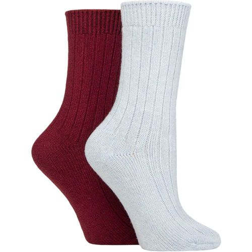 Women's 2 Pair SOCKSHOP Wildfeet Cashmere Socks Blue / Burgundy 4-8 Ladies - Wild Feet - Modalova