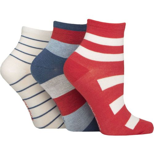 Women's 3 Pair Plain and Patterned Bamboo Ankle Socks Striped Nautical 4-8 - SockShop - Modalova