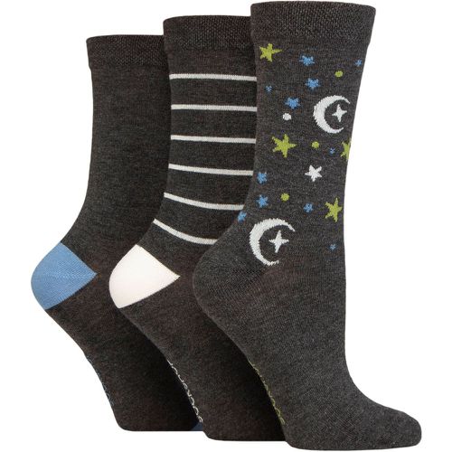 Women's 3 Pair Patterned Plain and Striped Bamboo Socks Celestial Patterned 4-8 - SockShop - Modalova