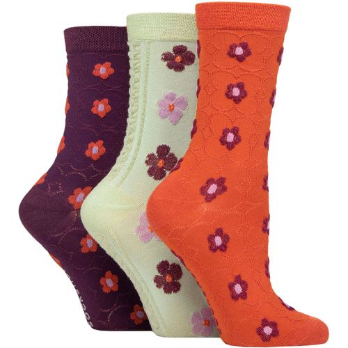 Women's 3 Pair Patterned Pelerine Bamboo Socks Autumn Floral 4-8 - SockShop - Modalova