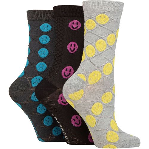 Women's 3 Pair Patterned Pelerine Bamboo Socks Smiley Face 4-8 - SockShop - Modalova