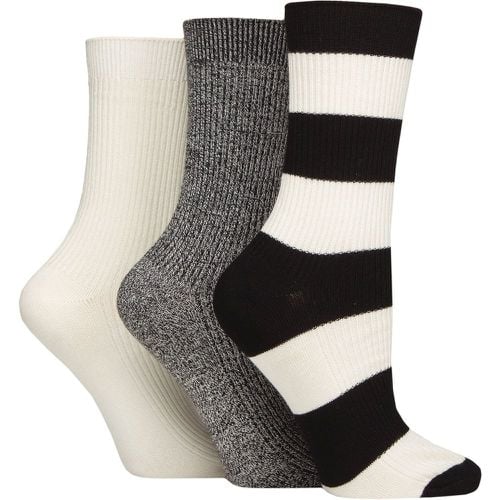 Women's 3 Pair Bamboo Ribbed Socks Black / White 4-8 - SockShop - Modalova