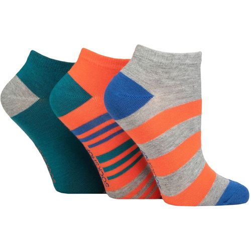 Women's 3 Pair Patterned, Striped, Plain, Ribbed and Mesh Bamboo Trainer Socks Mandarin Striped 4-8 - SockShop - Modalova