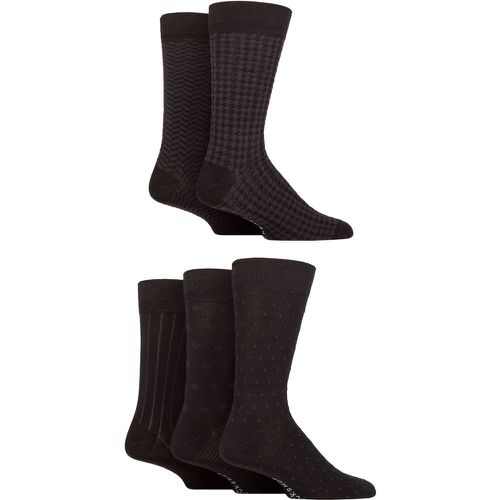 Mens 5 Pair Plain, Striped and Patterned Bamboo Socks / Dark Grey 7-11 - SockShop - Modalova