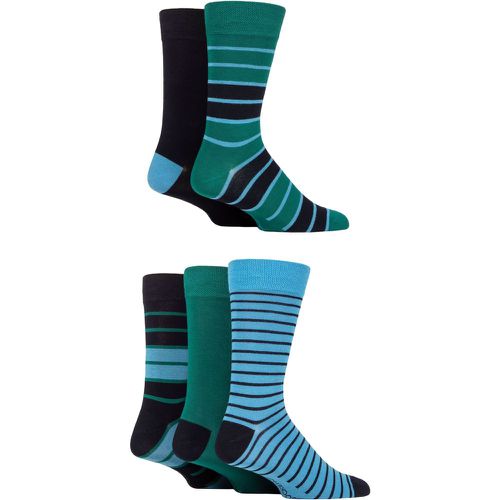 Mens 5 Pair Plain, Striped and Patterned Bamboo Socks Navy / Racing Green 7-11 Mens - SockShop - Modalova