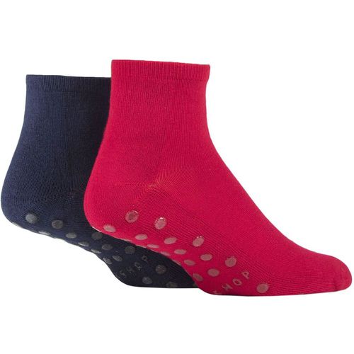 Mens and Women's 2 Pair Bamboo Cushioned Slipper Socks Red / Navy 7-11 Mens - Lazy Panda - Modalova