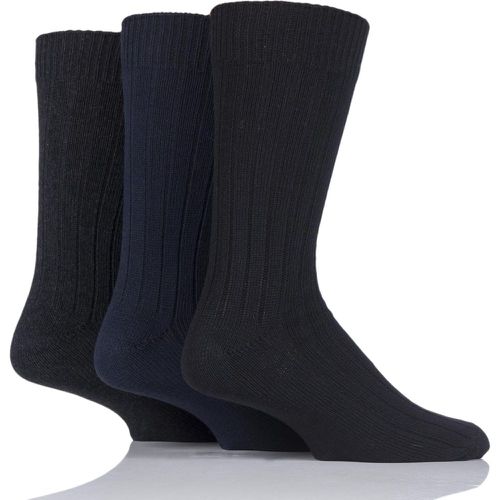 Pair Black / Navy / Grey Ribbed Cotton Socks Men's 7-11 Mens - SockShop - Modalova