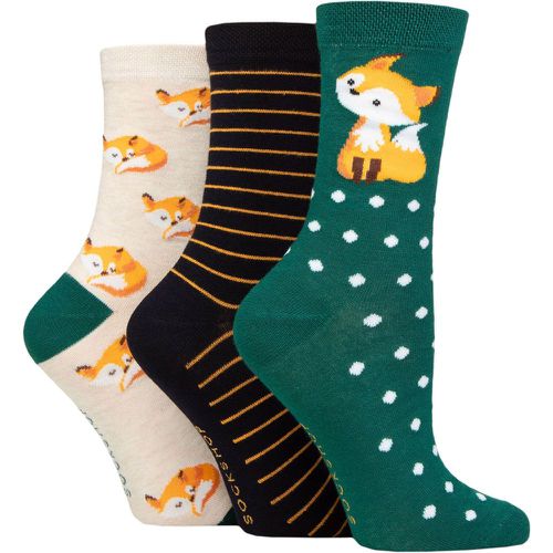 Ladies 3 Pair Lazy Panda Novelty Bamboo Socks Fox 4-8 - SockShop - Modalova