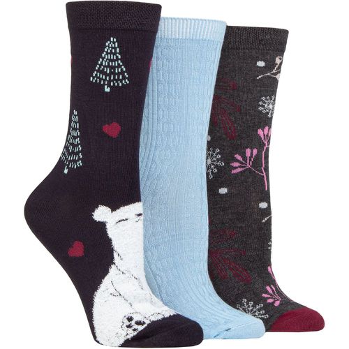 Women's 3 Pair SOCKSHOP Christmas Bamboo Socks Polar Bears 4-8 Ladies - Lazy Panda - Modalova