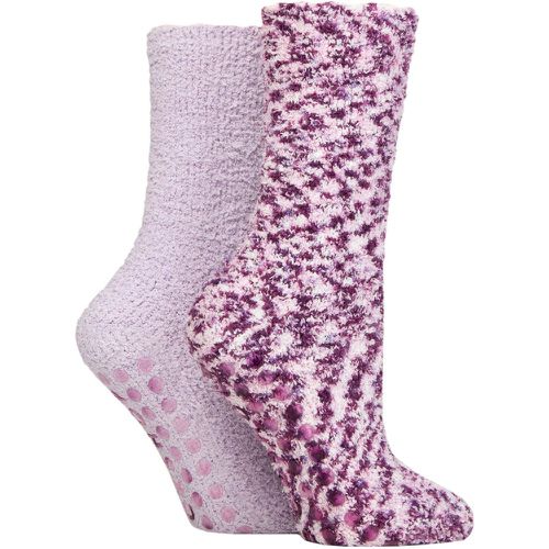 Ladies 2 Pair Cosy Slipper Socks with Grip Royal 4-8 Ladies - SockShop - Modalova
