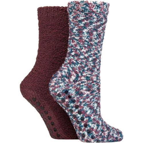 Ladies 2 Pair Cosy Slipper Socks with Grip Blue Coral 4-8 - SockShop - Modalova