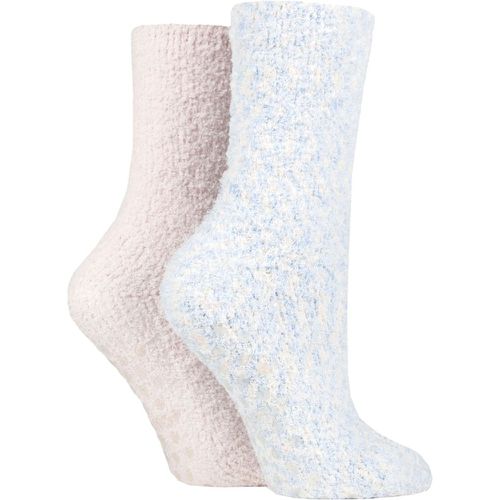 Ladies 2 Pair Cosy Slipper Socks with Grip Shrinking Violet 4-8 Ladies - SockShop - Modalova