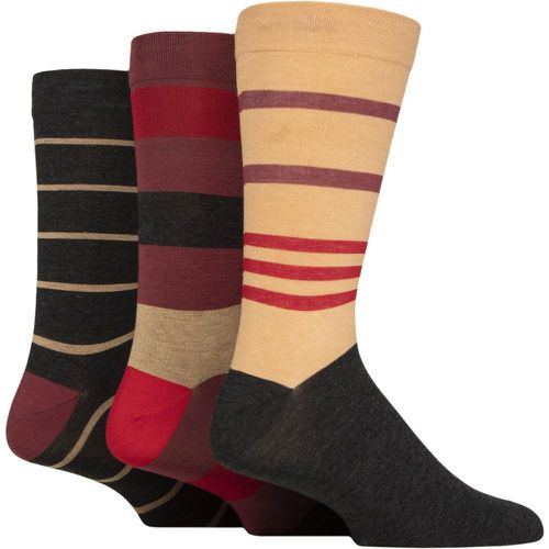 Mens 3 Pair Comfort Cuff Gentle Bamboo Striped Socks with Smooth Toe Seams Sesame 7-11 Mens - SockShop - Modalova