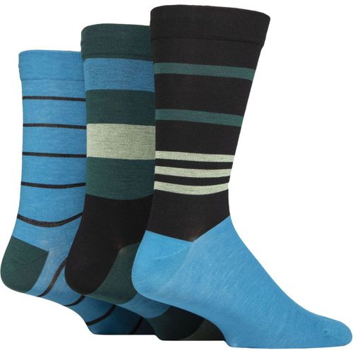 Mens 3 Pair Comfort Cuff Gentle Bamboo Striped Socks with Smooth Toe Seams Storm 7-11 Mens - SockShop - Modalova