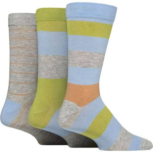 Mens 3 Pair Comfort Cuff Gentle Bamboo Striped Socks with Smooth Toe Seams Ocean View 7-11 - SockShop - Modalova