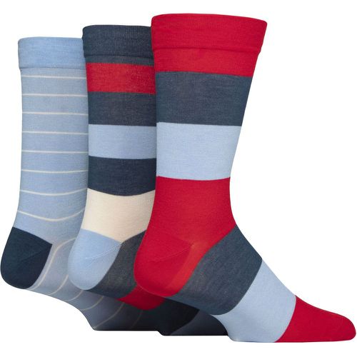 Mens 3 Pair Comfort Cuff Gentle Bamboo Striped Socks with Smooth Toe Seams Nautical 12-14 - SockShop - Modalova