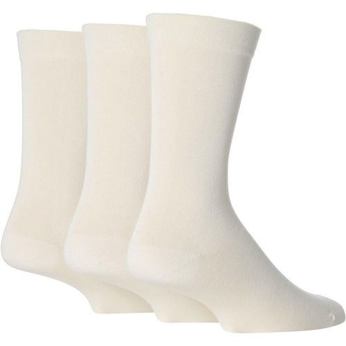 Mens 3 Pair Comfort Cuff Gentle Bamboo Striped Socks with Smooth Toe Seams 12-14 Mens - SockShop - Modalova