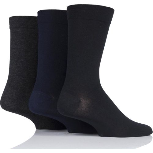 Pair Black / Navy / Grey Comfort Cuff Plain Gentle Bamboo Socks with Smooth Toe Seams Men's 12-14 Mens - SockShop - Modalova
