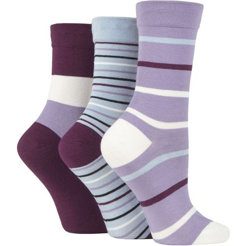 Ladies 3 Pair Gentle Bamboo Socks with Smooth Toe Seams in Plains and Stripes Kentucky Stripes 4-8 Ladies - SockShop - Modalova