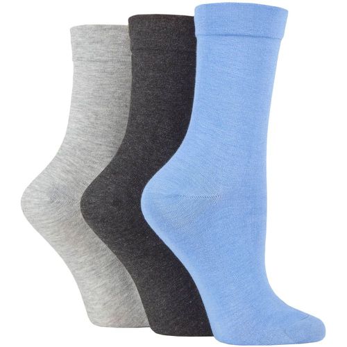 Ladies 3 Pair Gentle Bamboo Socks with Smooth Toe Seams in Plains and Stripes / Light Grey / Charcoal 4-8 Ladies - SockShop - Modalova