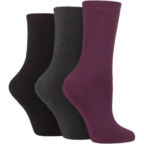 Ladies 3 Pair Cushioned Bamboo Boot Socks Beetroot / Charcoal / Black 4-8 Ladies - SockShop - Modalova