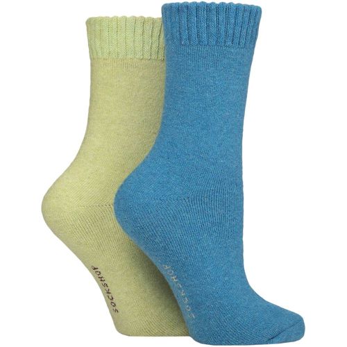 Women's 2 Pair Wool Mix Striped and Plain Boot Socks Storm Plain 4-8 Ladies - SockShop - Modalova