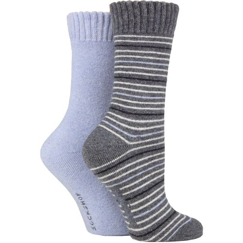 Women's 2 Pair Wool Mix Striped and Plain Boot Socks Kentucky Stripe 4-8 Ladies - SockShop - Modalova