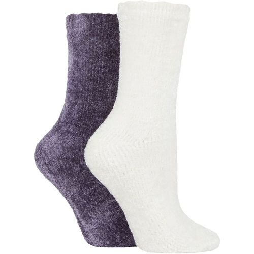 Women's 2 Pair Chenille Boot Socks Dusk / Cream 4-8 Ladies - SockShop - Modalova