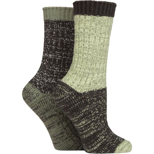 Women's 2 Pair Velvet Soft Chunky Rib Boot Socks Light Pine 4-8 Ladies - SockShop - Modalova