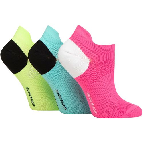 Women's 3 Pair Poly Sports No Show Socks Neon 4-8 - SockShop - Modalova