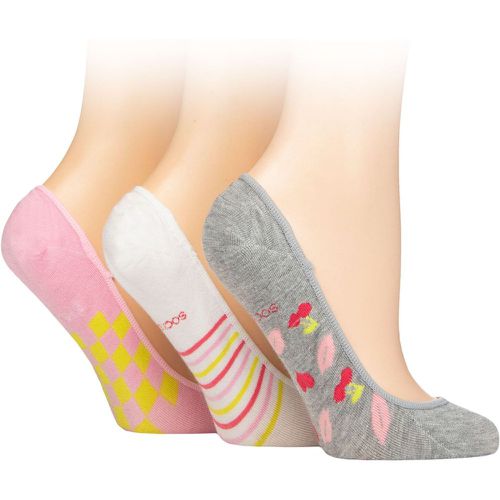 Women's 3 Pair Plain and Patterned Bamboo Shoe Liners Lime Refresher 4-8 - SockShop - Modalova