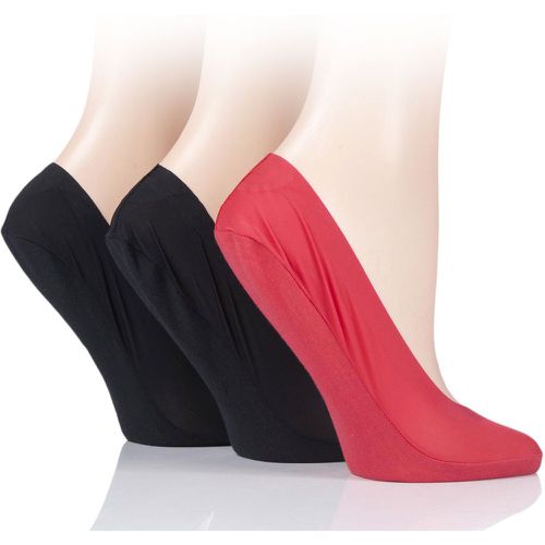 Pair Black / Black / Red Smooth Nylon Shoe Liners Ladies 4-8 Ladies - SockShop - Modalova