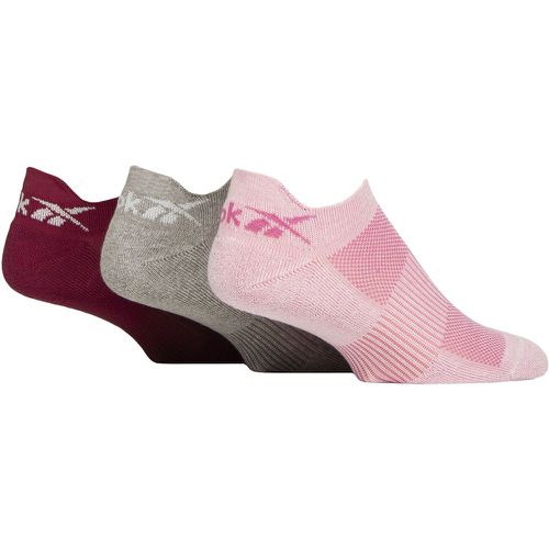 Mens and Ladies 3 Pair Essentials Cotton Trainer Socks / Grey / Burgundy 2.5-3.5 UK - Reebok - Modalova