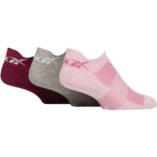 Mens and Women's 3 Pair Essentials Cotton Trainer Socks / Grey / Burgundy 2.5-3.5 UK - Reebok - Modalova