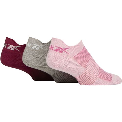 Mens and Women's 3 Pair Essentials Cotton Trainer Socks / Grey / Burgundy 4.5-6 UK - Reebok - Modalova