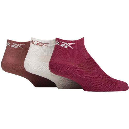 Mens and Ladies 3 Pair Essentials Cotton Ankle Socks with Arch Support and Mesh Top Burgundy / White / Brown 4.5-6 UK - Reebok - Modalova
