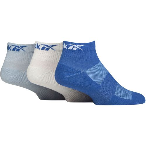 Mens and Ladies 3 Pair Essentials Cotton Ankle Socks with Arch Support and Mesh Top / White / Light 8.5-10 UK - Reebok - Modalova