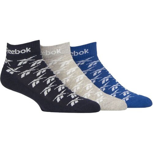 Mens and Ladies 3 Pair Reebok Essentials Cotton Ankle Socks Navy / Grey / 6.5-8 UK - SockShop - Modalova
