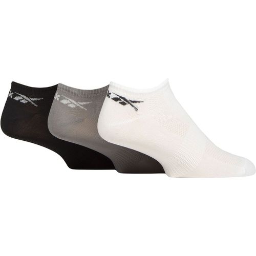 Mens and Ladies 3 Pair Essentials Recycled Trainer Socks White / Grey / Black 2.5-3.5 UK - Reebok - Modalova