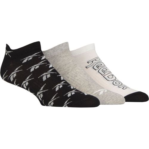 Mens and Ladies 3 Pair Essentials Cotton Trainer Socks with Arch Support Black / Grey / White 8.5-10 UK - Reebok - Modalova