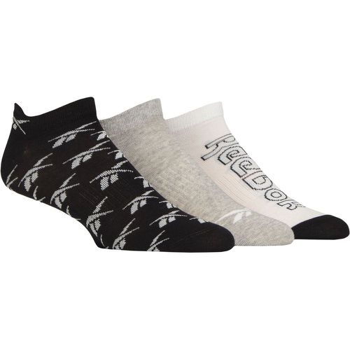 Mens and Women's 3 Pair Essentials Cotton Trainer Socks with Arch Support Black / Grey / White 8.5-10 UK - Reebok - Modalova