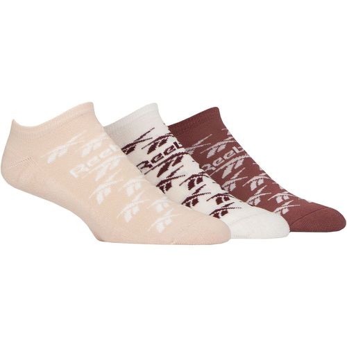 Mens and Ladies 3 Pair Essentials Cotton Trainer Socks Sand / White / Brown 2.5-3.5 UK - Reebok - Modalova